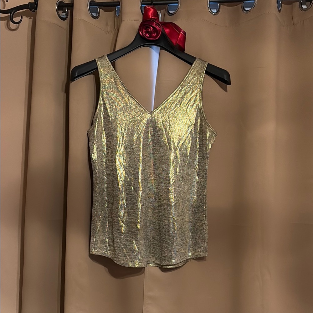 White House Black Market Gold Sleeveless Top - Picture 2 of 6